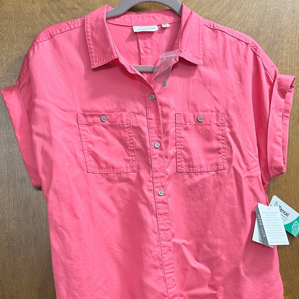 Westbound Casual Tencel Button Down Blouse PM Peach